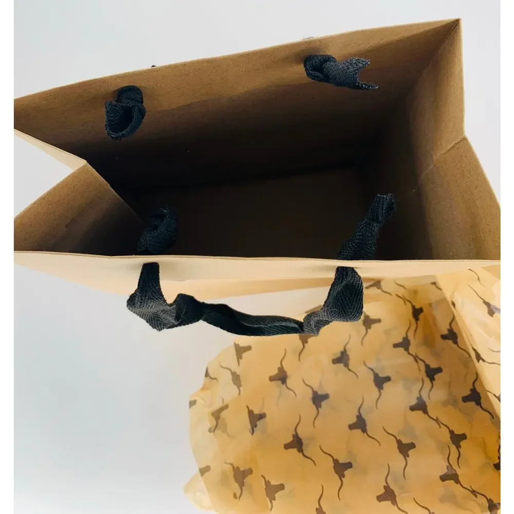 Pioneer Woman Bag Gift Shopping Brown Tissue Paper Cattle Mercantile Handles